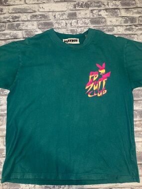 Playboy by PacSun PB Surf Club Green Graphic Logo Men's T-Shirt Lrg *small hole